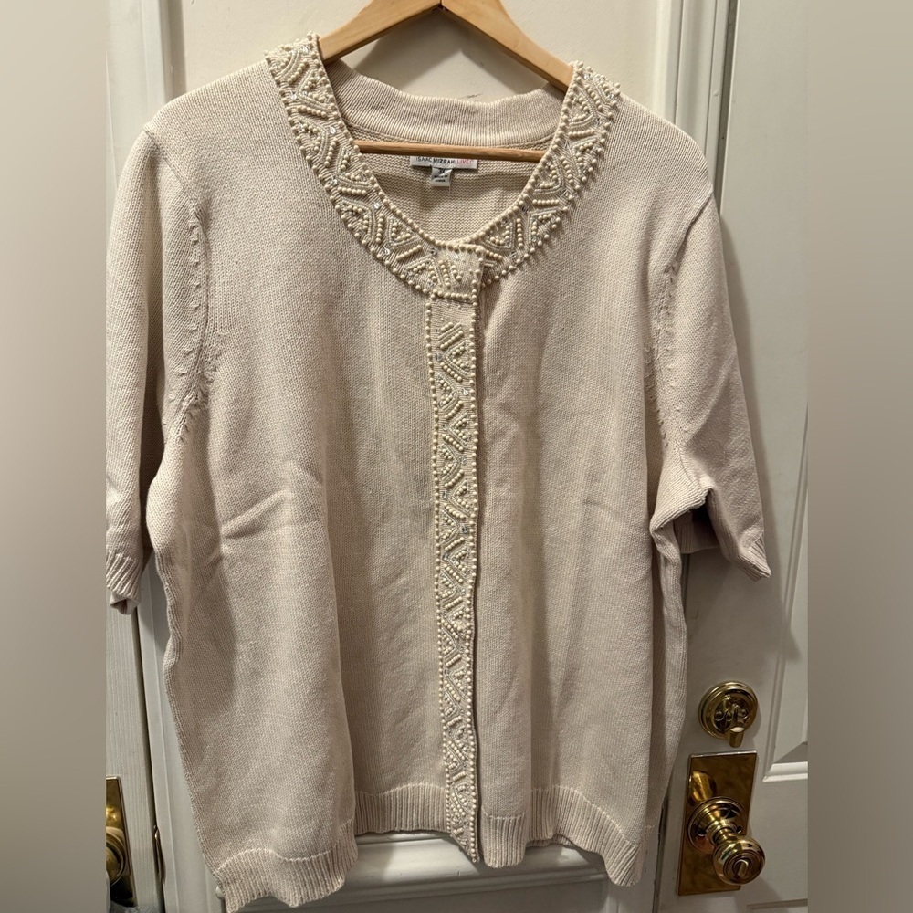 New Isaac Mizrahi Live Beaded Cardigan